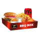 BBQ Box -BBQ chicken burger, 2 BBQ wings, beans or colesaw regular fries and drink