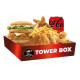 Tower Box -Tower Fillet burger, 1 pcs Chicken, 3 wings, 3 chicken stripes regular fries and drink